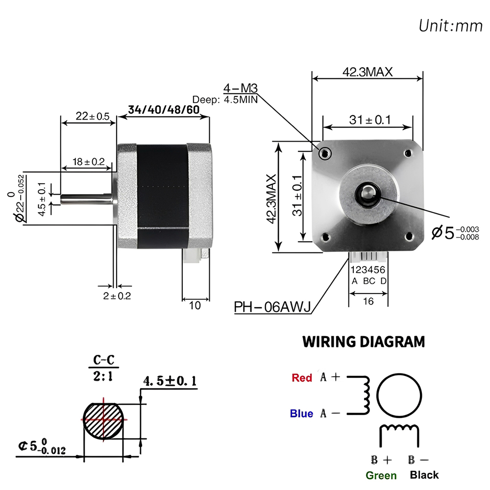 Nema 17 42mm Stepper Motor Ope - Stepper Motor Nema17 ulasan dan harga