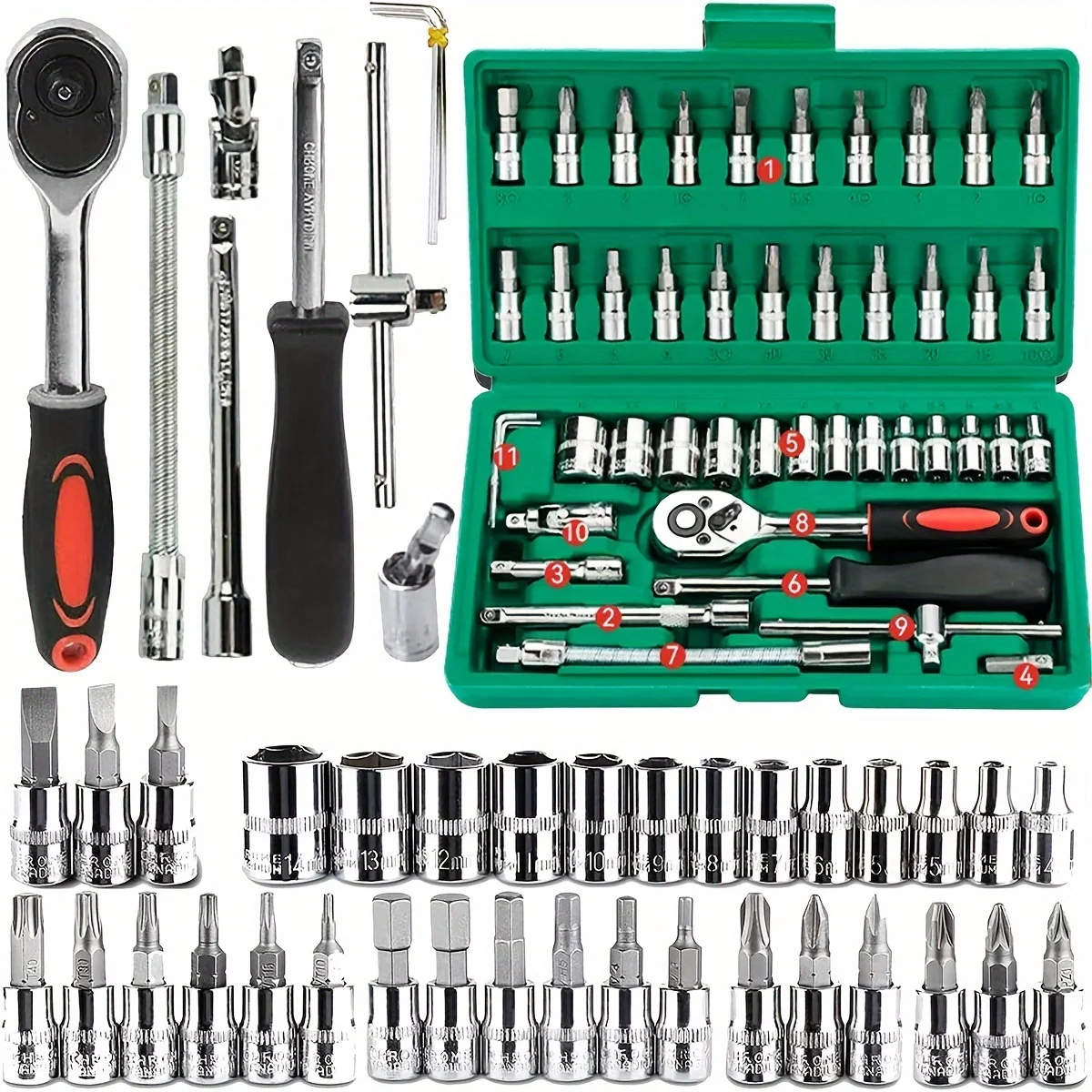 46pc Drive Socket Set 1/4 inch - Cnc Bits ulasan dan harga